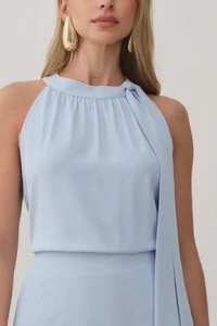 Conjunto de Blusa Regata Frente Única Laço e Saia Midi Evasê