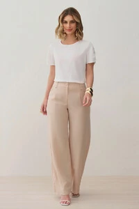 Pantalona Passante Double Prega Botão Forrado