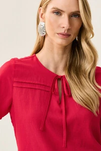 Blusa Decote Laço Pregas Double