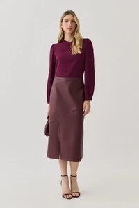 Blusa Manga Longa Punho Gola Baixa Mini Botões Triple