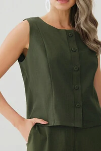 Conjunto de Alfaitaria Colete e Calça Reta Botões Forrados