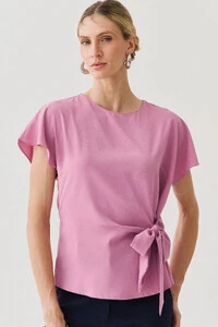 Blusa Manga Morcego Evasê Cinto Embutido