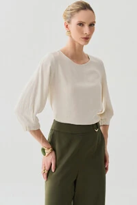 Blusa Manga 3/4 Elástico Pregas