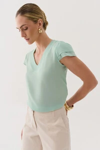 Blusa Manga Dupla Decote V