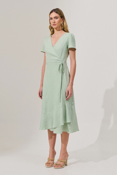 Foto Vestido Midi Transpassado Camada Laço