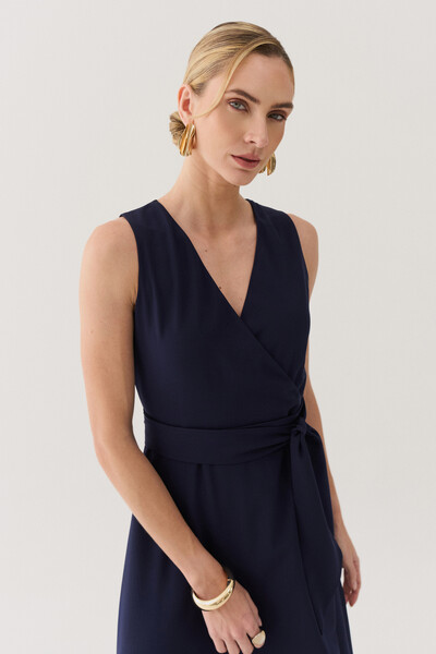 FotoVestido Midi Regata Transpassado de Alfaiataria Cinto