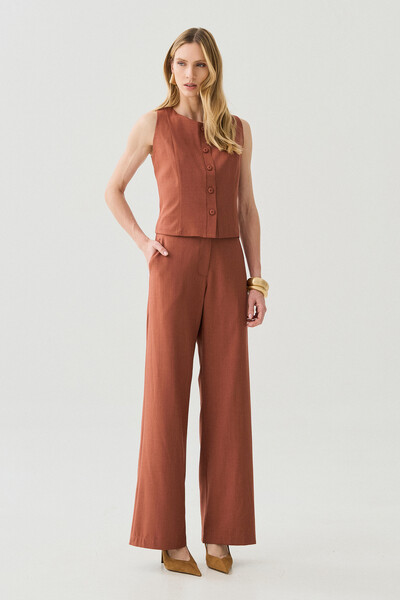 Foto Conjunto de Alfaitaria Colete e Calça Reta Botões Forrados