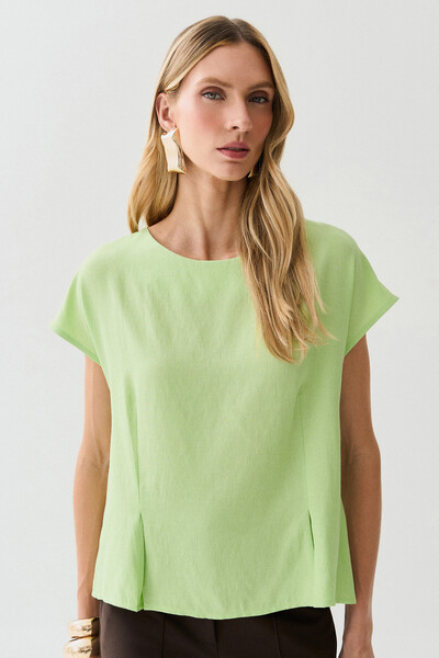 Foto Blusa Acinturada Manga Morcego Pregas