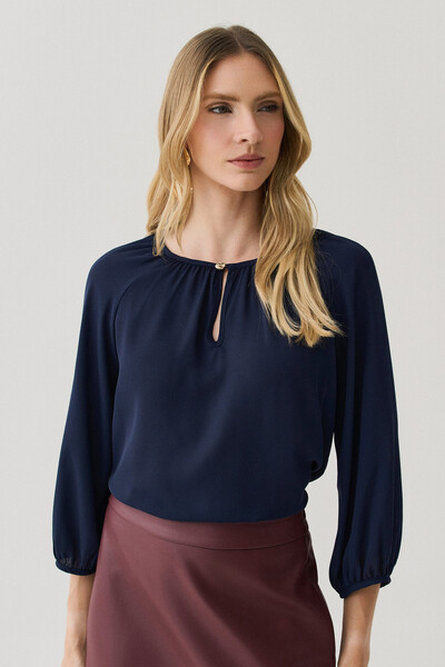 Foto Blusa Manga 3/4 Raglan Decote Gota Gold