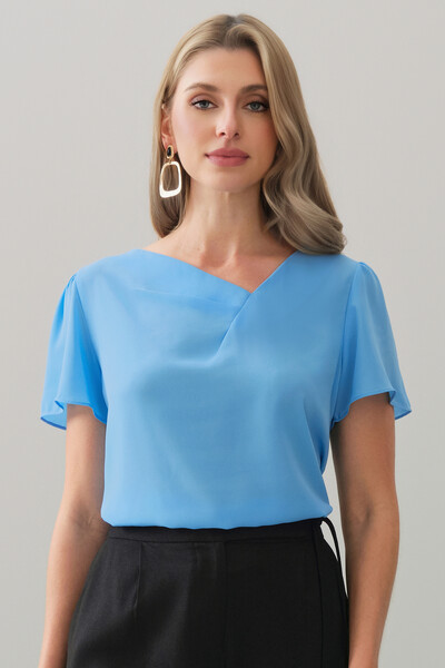 Foto Blusa Decote V Assimétrico Pregas