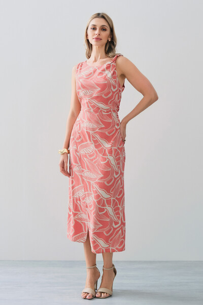 Foto Vestido Midi Regata Assimétrico Transpassado Folhagem Um Ombro Torcido Lateral Franzida