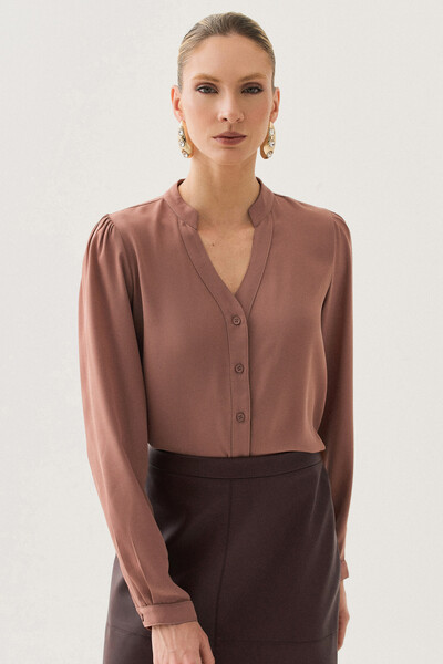 Foto Camisa Manga Longa Punho Gola Baixa Decote v