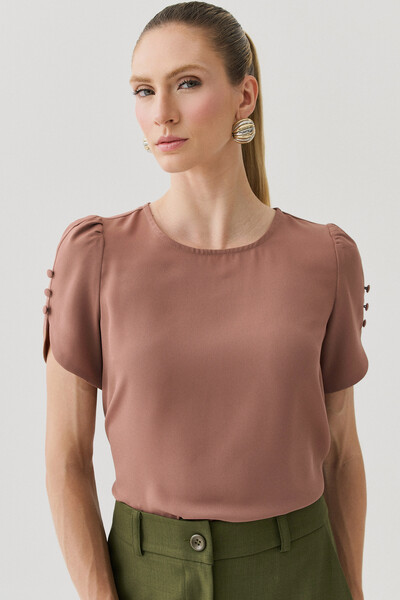 Foto Blusa Manga Mini Botões Forrados Triple