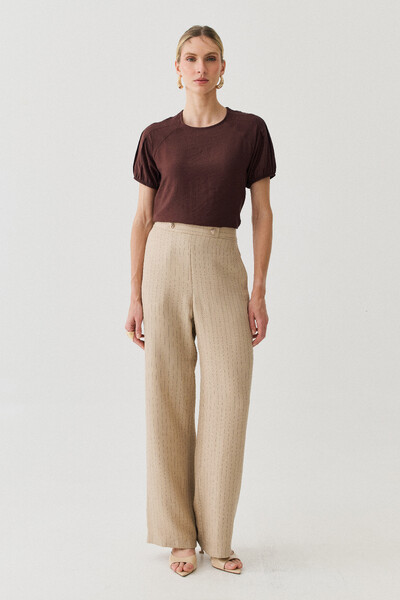 Foto Pantalona Slim Risca de Giz Botões Gold
