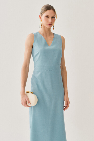 Foto Vestido Midi Regata Decote V Recorte