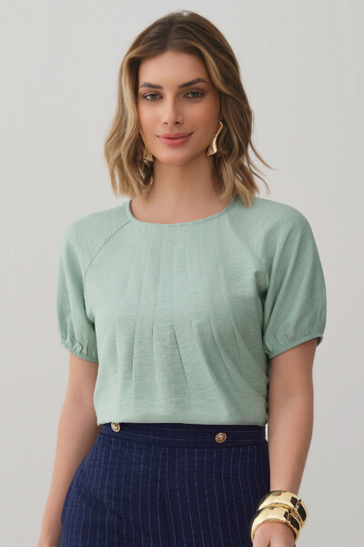 Foto Blusa Manga Raglan Elástico Pregas