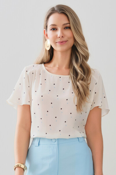 Foto Blusa Poa Ombro Franzido