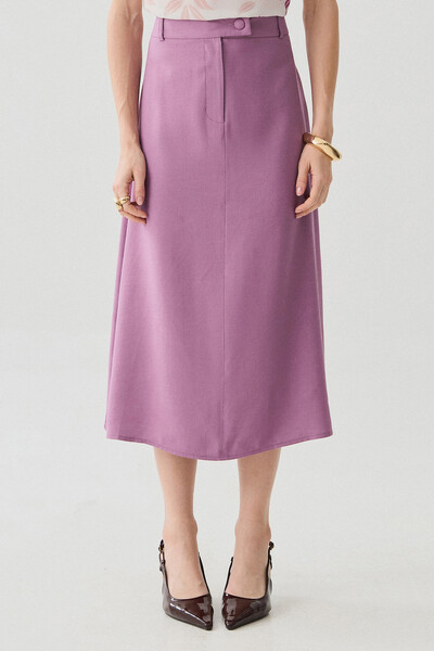 Foto Saia Midi Evasê Botão Forrado