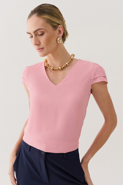 Foto Blusa Manga Dupla Decote V