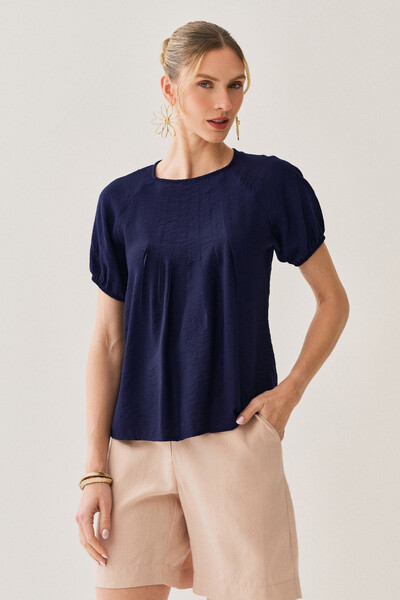 Foto Blusa Manga Raglan Elástico Pregas