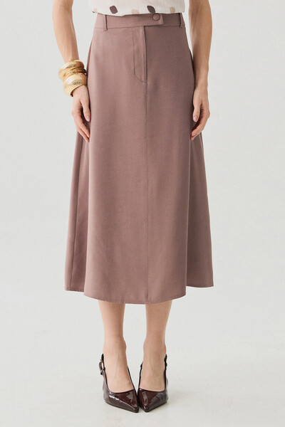 Foto Saia Midi Evasê Botão Forrado