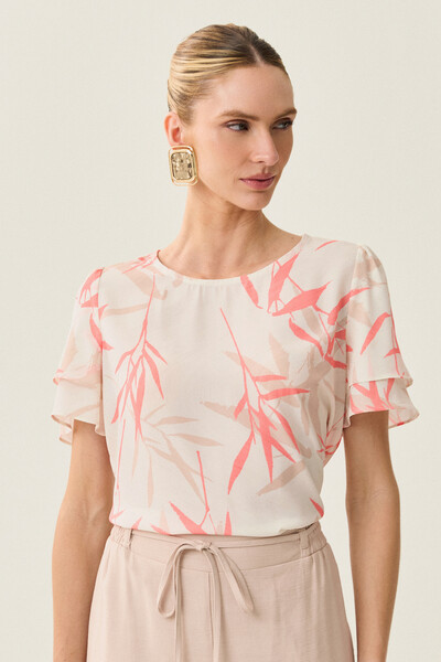 Foto Blusa Folhagem Manga Dupla
