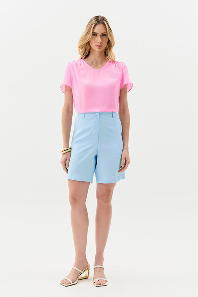 FotoBlusa Mini Gola Franzida Ombro Franzido