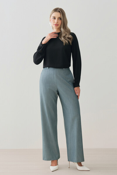 Foto Calça Reta de Alfaiataria Cintura Elástico Botões Forrados Double