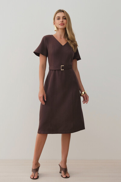 Foto Vestido Midi Decote V Cinto Fivela Gold
