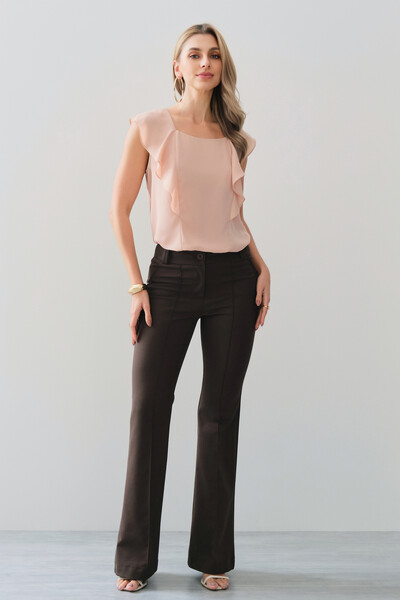 FotoRegata Decote Quadrado Recortes Babado Laço Costas