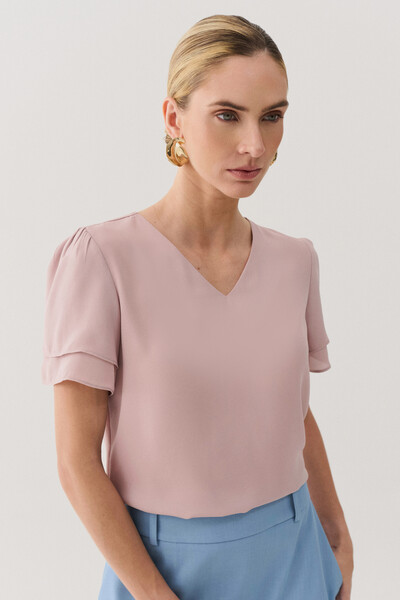 Foto Blusa Manga Dupla Decote V