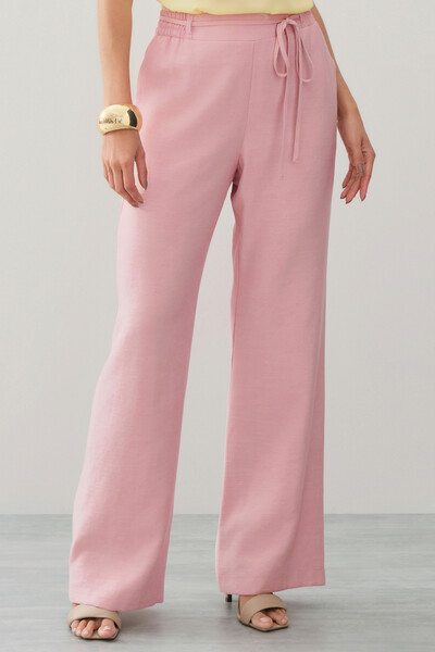 Foto Calça Reta Cintura Elástico Laço Fino