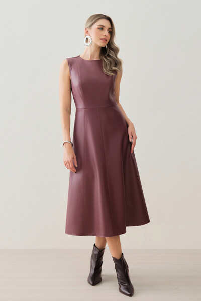 Foto Vestido Midi Evasê Regata de Couro Recortes
