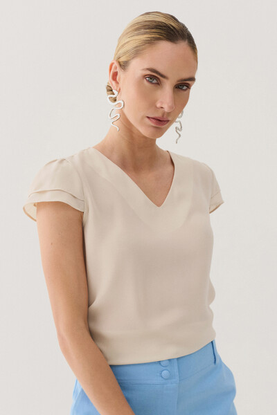 Foto Blusa Manga Dupla Decote V