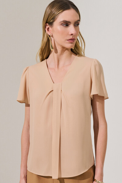 Foto Blusa Decote V Pregas Laço