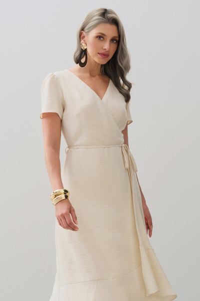 FotoVestido Midi Transpassado Camada Laço