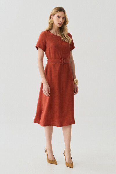 Foto Vestido Midi Cinto Fivela Forrada