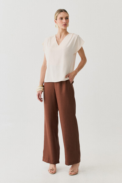 Foto Blusa Manga Morcego Decote V Ombro Pregas Double