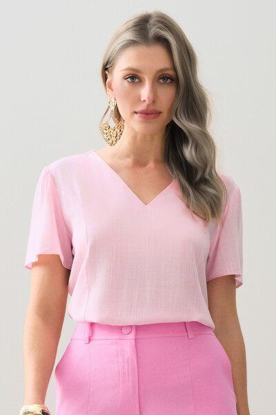 Foto Blusa Decote V Recortes Laterais