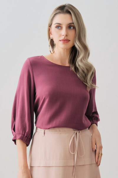 Foto Blusa Manga 3/4 Elástico Pregas