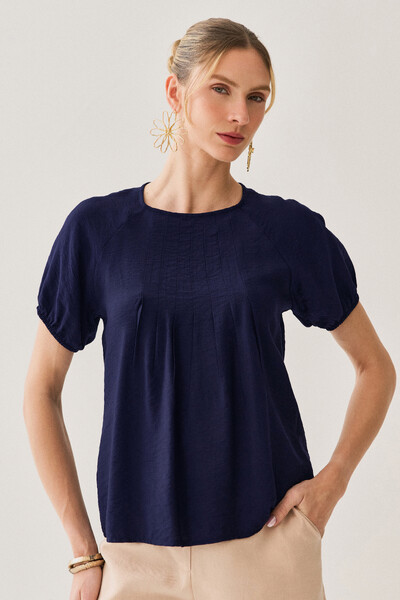 Foto Blusa Manga Raglan Elástico Pregas