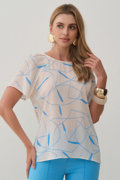 Foto Blusa Abstrata Manga Raglan Ombro Prega