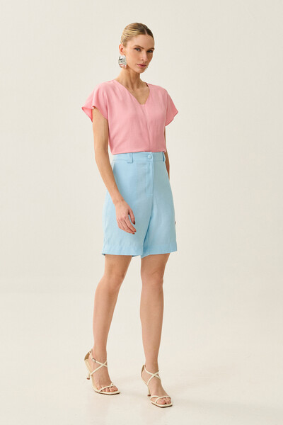 FotoBlusa Manga Morcego Decote V Recorte