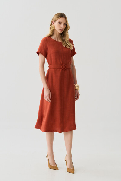 Foto Vestido Midi Cinto Fivela Forrada