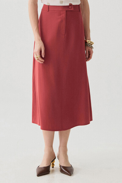 Foto Saia Midi Evasê Botão Forrado