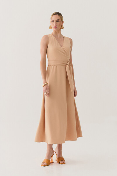 Foto Vestido Midi Regata Transpassado de Alfaiataria Cinto