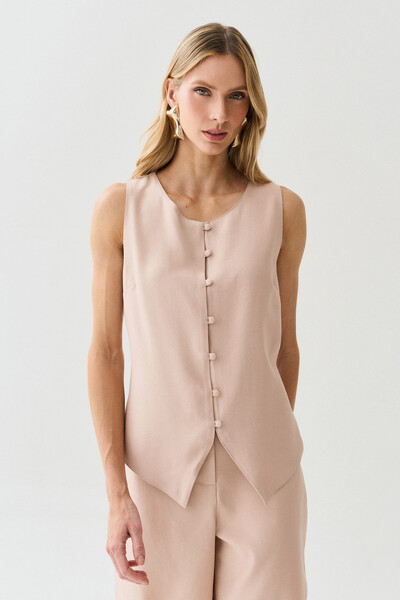 FotoConjunto de Alfaiataria de Colete Mini Botões Forrados e Bermuda Botão Forrado