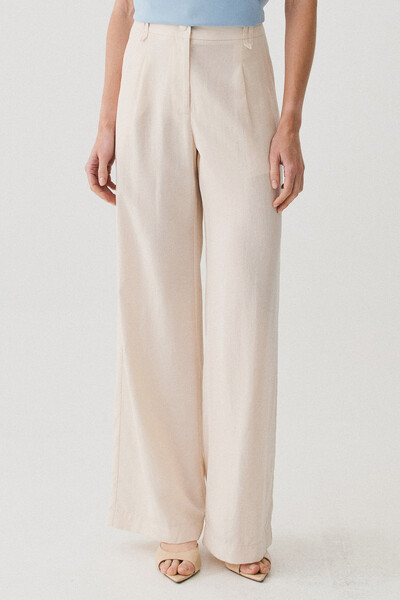 Foto Pantalona Passante Double Prega Botão Forrado