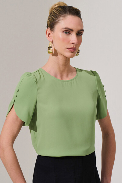 Foto Blusa Manga Mini Botões Forrados Triple