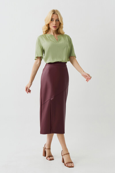 Foto Blusa Manga Evasê Decote Cavado Nervuras